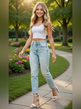 LEVI'S 514 WATER LESS white stars distressed look red tab regular straight legs